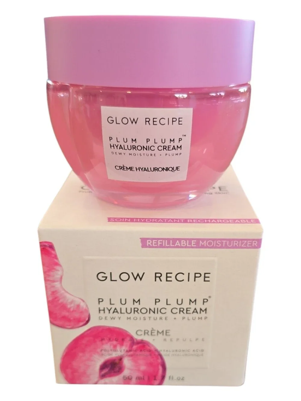 Glow Recipe NIB Plum Plump Refillable Hyaluronic Acid Moisturizer  1.7oz